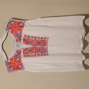 ❤️ J.MARIE EMBROIDERED LINEN BLEND EMBER TOP, SMALL